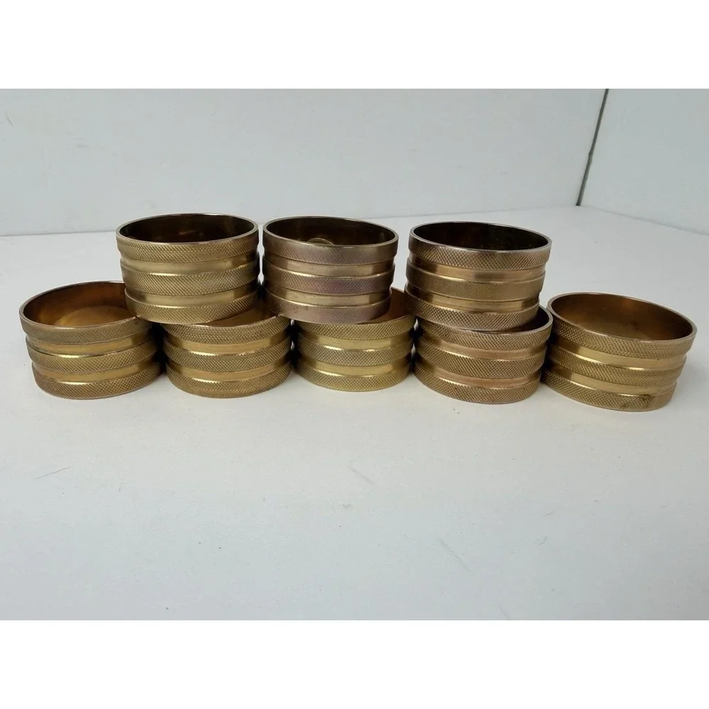 Round Brass Napkin Rings Vintage Home Decor Set Of 8
